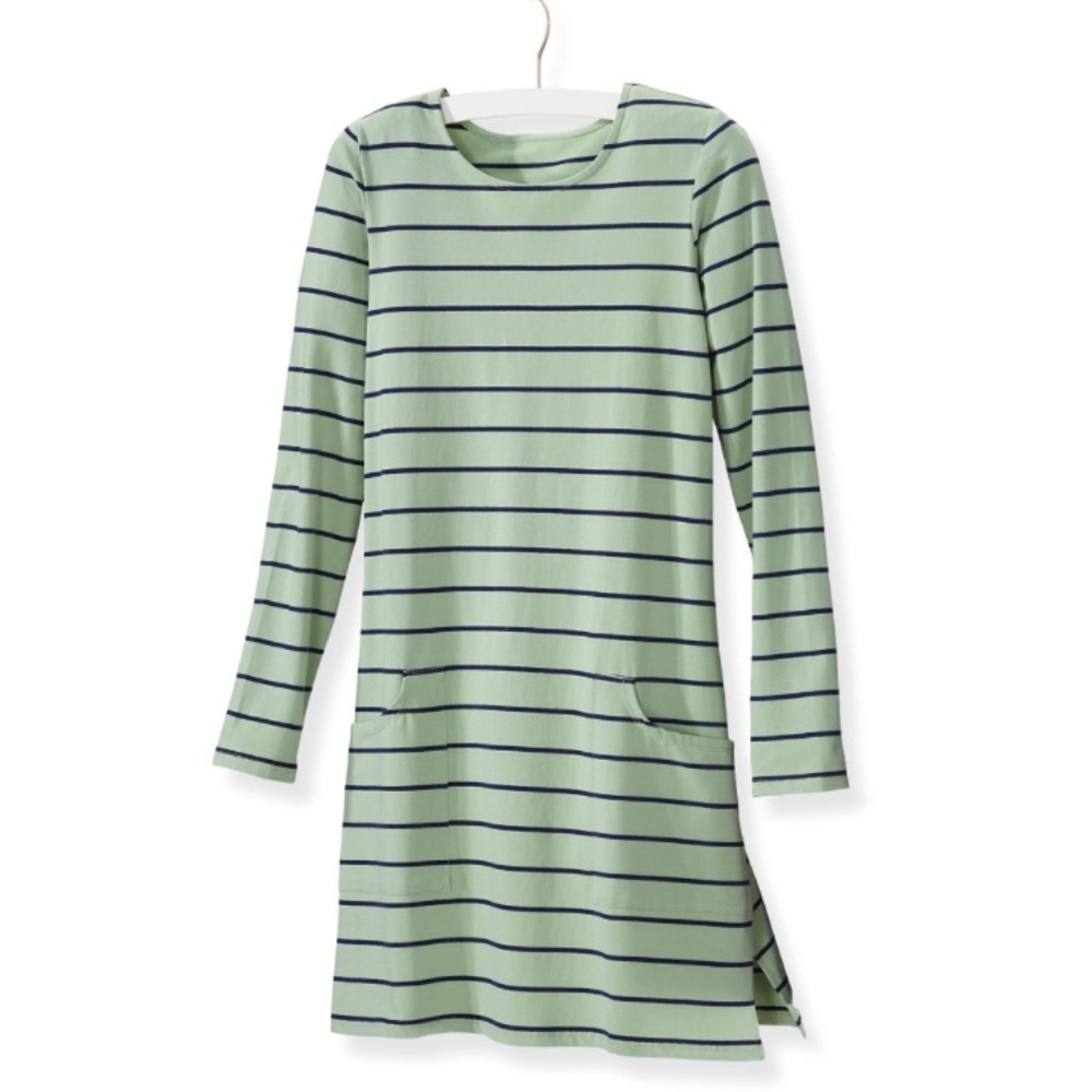 Northstyle Sage/Navy Stripe Knit Pocket Tunic Size S